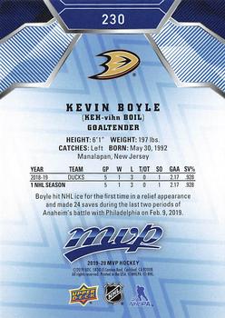 2019-20 Upper Deck MVP - Blue #230 Kevin Boyle Back