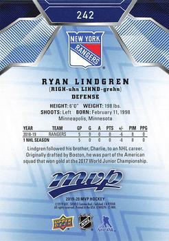 2019-20 Upper Deck MVP - Blue #242 Ryan Lindgren Back