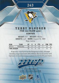 2019-20 Upper Deck MVP - Blue #243 Teddy Blueger Back