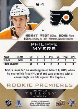 2019-20 Upper Deck Trilogy #94 Philippe Myers Back