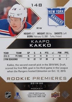 2019-20 Upper Deck Trilogy #148 Kaapo Kakko Back