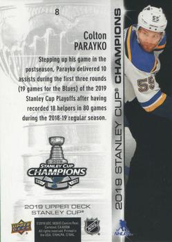 2019 Upper Deck Stanley Cup Champions Box Set #8 Colton Parayko Back