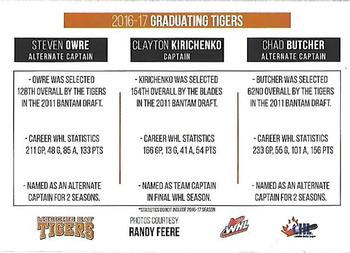 2016-17 Medicine Hat Tigers (WHL) #NNO 20 Year Old Graduates Back