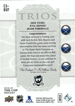 2018-19 Upper Deck The Cup - The Cup Trios Jersey #C3-BUF Jack Eichel / Kyle Okposo / Jason Pominville Back