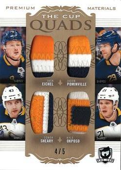 2018-19 Upper Deck The Cup - The Cup Quads Gold Patch #C4-BUF Jack Eichel / Conor Sheary / Jason Pominville / Kyle Okposo Front