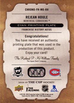 2018-19 Upper Deck The Cup - Chronology Franchise History Printing Plates Cyan #CHRONO-FH-MO-RH Rejean Houle Back