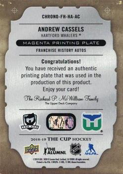 2018-19 Upper Deck The Cup - Chronology Franchise History Printing Plates Magenta #CHRONO-FH-HA-AC Andrew Cassels Back