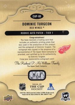 2018-19 Upper Deck The Cup - Printing Plates Yellow #CUP-80 Dominic Turgeon Back