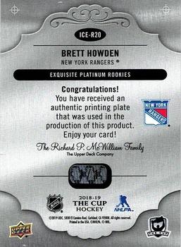 2018-19 Upper Deck The Cup - Exquisite Collection Platinum Rookies Printing Plates Cyan #ICE-R20 Brett Howden Back