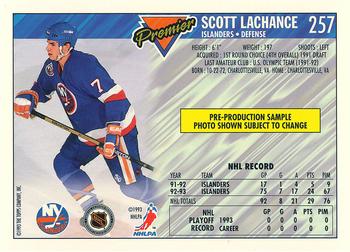 1993-94 Topps Premier - Pre-Production Samples #257 Scott Lachance Back