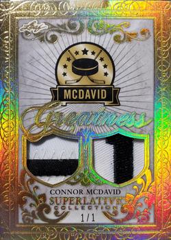 2019-20 Leaf Superlative Collection - Greatness Dual Relics - Gold #G-01 Connor McDavid Front