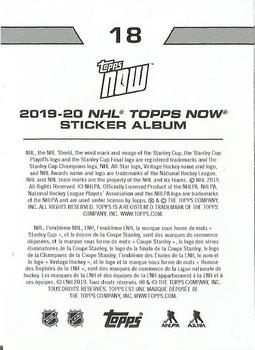 2019-20 Topps Now NHL Stickers #18 David Pastrnak Back