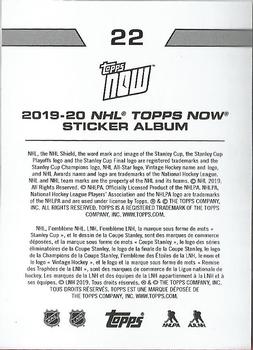 2019-20 Topps Now NHL Stickers #22 Evander Kane Back