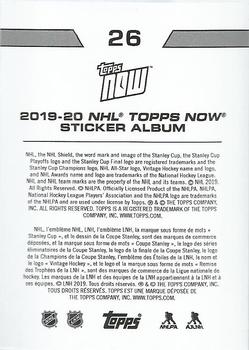 2019-20 Topps Now NHL Stickers #26 Gustav Nyquist Back