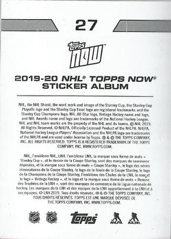 2019-20 Topps Now NHL Stickers #27 David Pastrnak Back