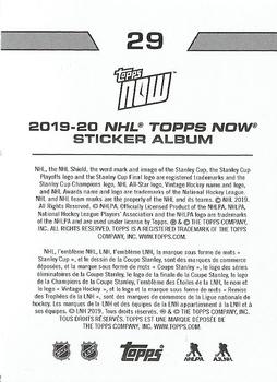 2019-20 Topps Now NHL Stickers #29 Tony DeAngelo Back