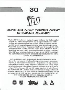 2019-20 Topps Now NHL Stickers #30 Nick Leddy Back