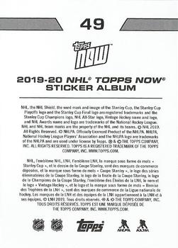 2019-20 Topps Now NHL Stickers #49 Victor Hedman Back
