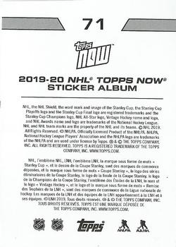 2019-20 Topps Now NHL Stickers #71 Andrei Vasilevskiy Back
