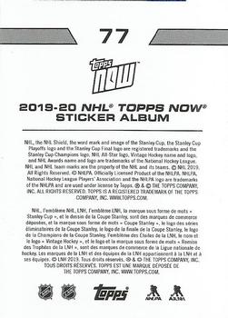2019-20 Topps Now NHL Stickers #77 David Pastrnak Back