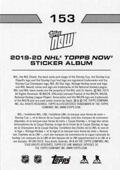 2019-20 Topps Now NHL Stickers #153 David Pastrnak Back