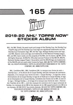 2019-20 Topps Now NHL Stickers #165 Cale Makar / Quinn Hughes Back