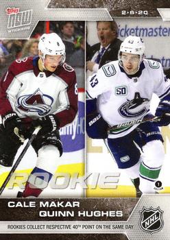 2019-20 Topps Now NHL Stickers #165 Cale Makar / Quinn Hughes Front