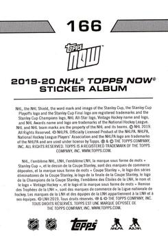 2019-20 Topps Now NHL Stickers #166 Elvis Merzlikins Back