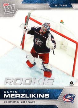 2019-20 Topps Now NHL Stickers #166 Elvis Merzlikins Front