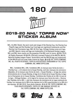 2019-20 Topps Now NHL Stickers #180 Anthony Angello Back