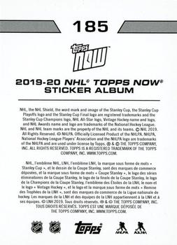 2019-20 Topps Now NHL Stickers #185 Jonas Johansson Back