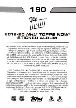 2019-20 Topps Now NHL Stickers #190 Martin Kaut Back