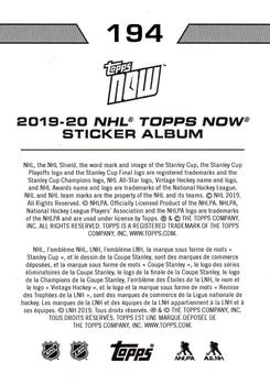 2019-20 Topps Now NHL Stickers #194 Jonathan Toews Back
