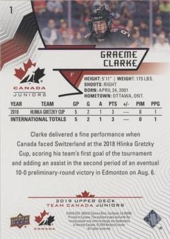 2019 Upper Deck Team Canada Juniors - Blue #1 Graeme Clarke Back