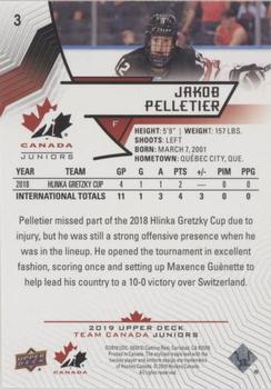 2019 Upper Deck Team Canada Juniors - Blue #3 Jakob Pelletier Back