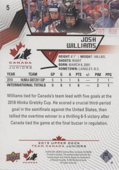 2019 Upper Deck Team Canada Juniors - Blue #5 Josh Williams Back
