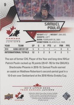 2019 Upper Deck Team Canada Juniors - Blue #9 Samuel Poulin Back