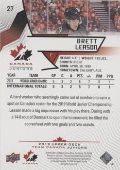 2019 Upper Deck Team Canada Juniors - Blue #27 Brett Leason Back