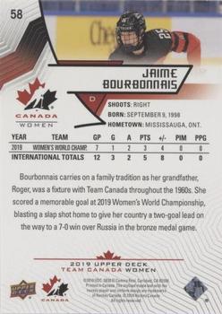 2019 Upper Deck Team Canada Juniors - Blue #58 Jaime Bourbonnais Back