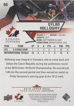 2019 Upper Deck Team Canada Juniors - Blue #66 Dylan Holloway Back