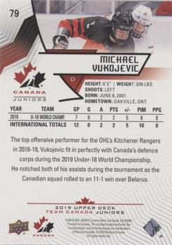 2019 Upper Deck Team Canada Juniors - Blue #79 Michael Vukojevic Back