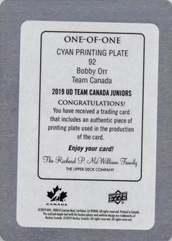 2019 Upper Deck Team Canada Juniors - Printing Plates Cyan #92 Bobby Orr Back