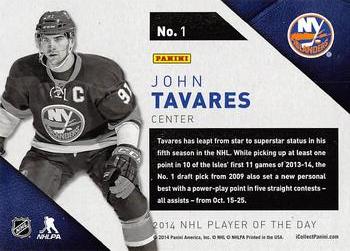 2013-14 Panini Player of the Day #1 John Tavares Back
