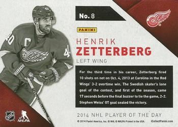 2013-14 Panini Player of the Day #8 Henrik Zetterberg Back
