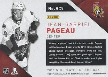2013-14 Panini Player of the Day - Thick Stock #RC9 Jean-Gabriel Pageau Back