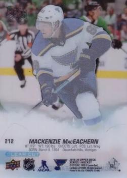 2019-20 Upper Deck - Clear Cut #212 Mackenzie MacEachern Back