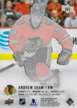 2019-20 Upper Deck - Clear Cut #365 Andrew Shaw Back