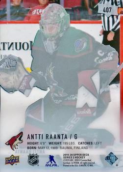 2019-20 Upper Deck - Clear Cut #407 Antti Raanta Back