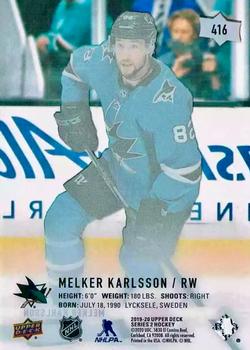 2019-20 Upper Deck - Clear Cut #416 Melker Karlsson Back