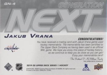2019-20 Upper Deck - Generation Next Jersey #GN-4 Jakub Vrana Back